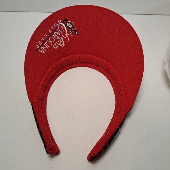 Old Carolina Golf Club Plaid Visor Headwear Red Navy Bluffton SC CLOSED COURSE - Picture 5 of 7